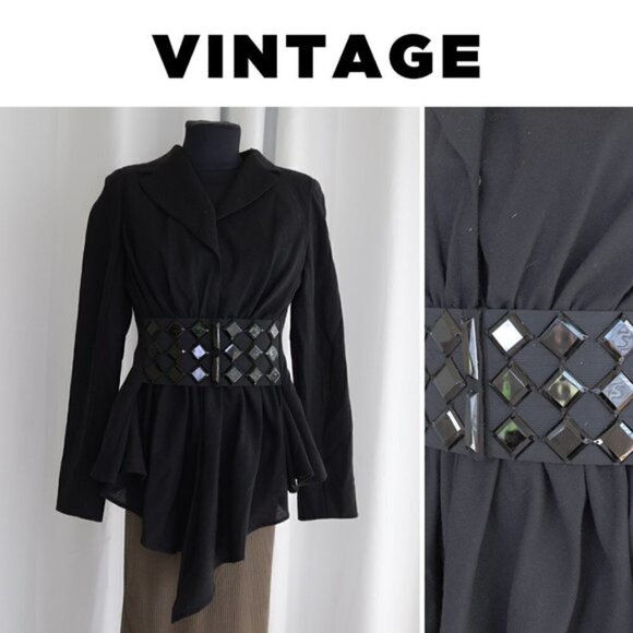 Vintage Paul Cornish Black Draped Blazer Sz M - Picture 1 of 7